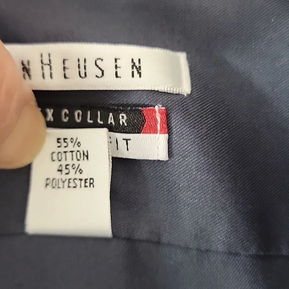 Van Heusen Black Dress Shirt Regular Fit Stretch Collar Mens Size 16.5